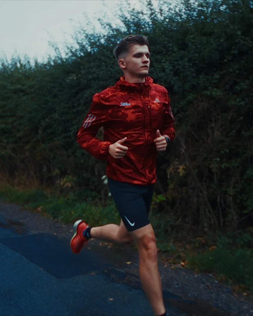 Jacob Brown running on a country lane